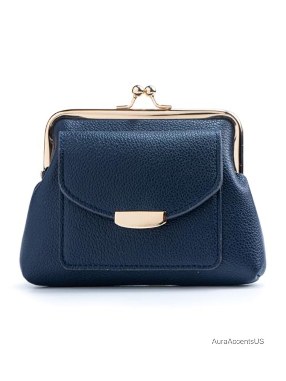 Genuine Leather Kiss Lock Coin Purse with Card Slot Large Capacity